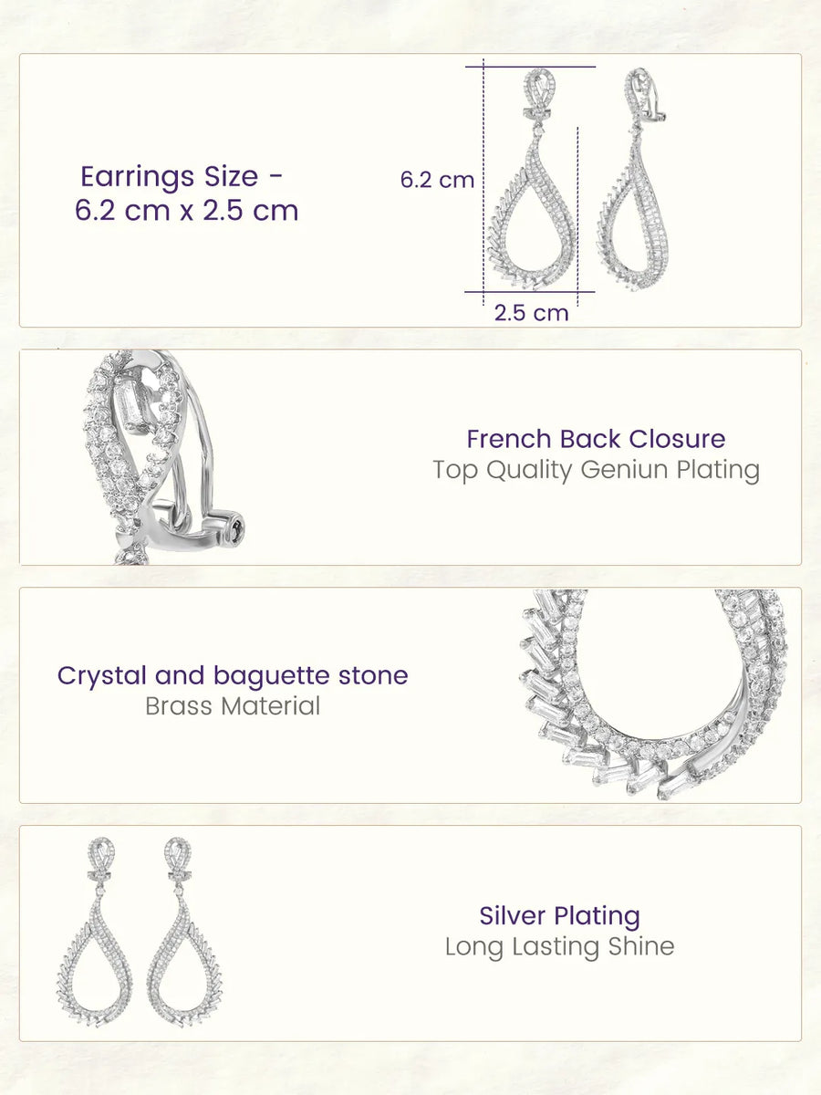 Peora Graceful CZ Earrings - Silver