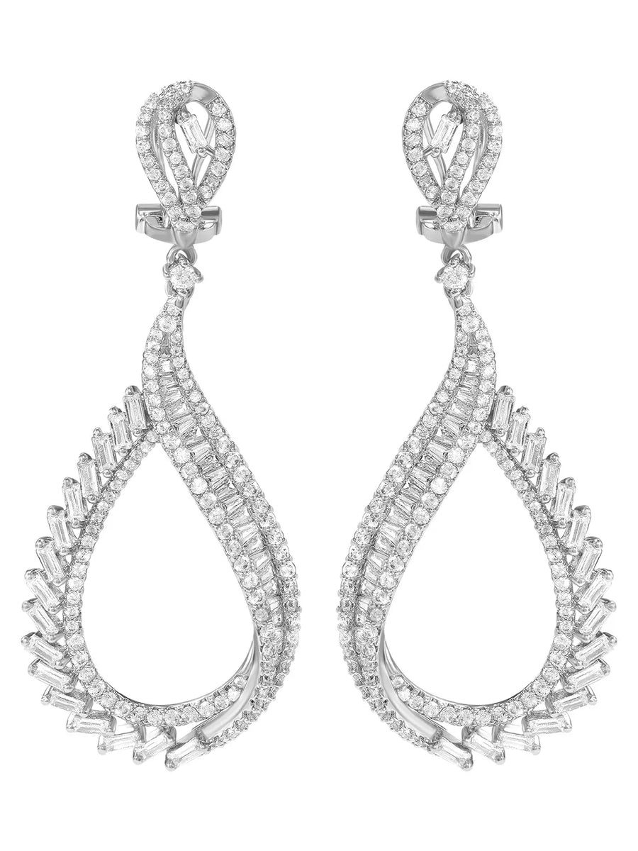 Peora Graceful CZ Earrings - Silver