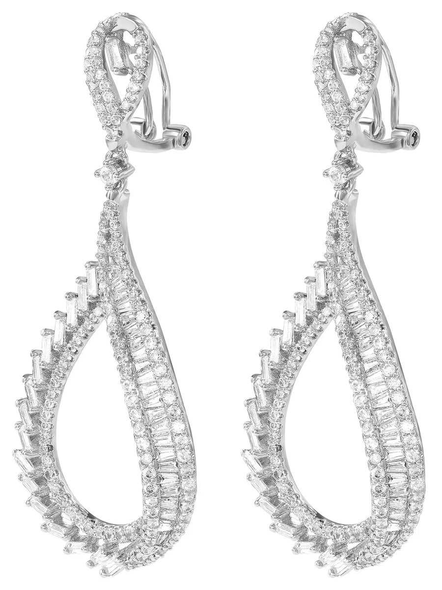 Peora Graceful CZ Earrings - Silver