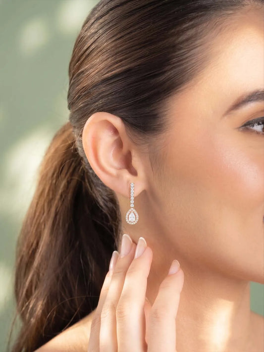 Peora Teardrop Crystal Earrings - Rose Gold