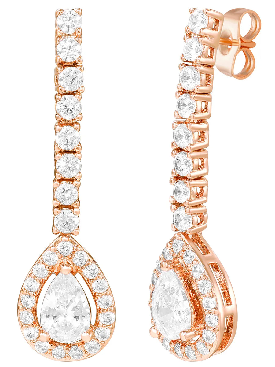 Peora Teardrop Crystal Earrings - Rose Gold