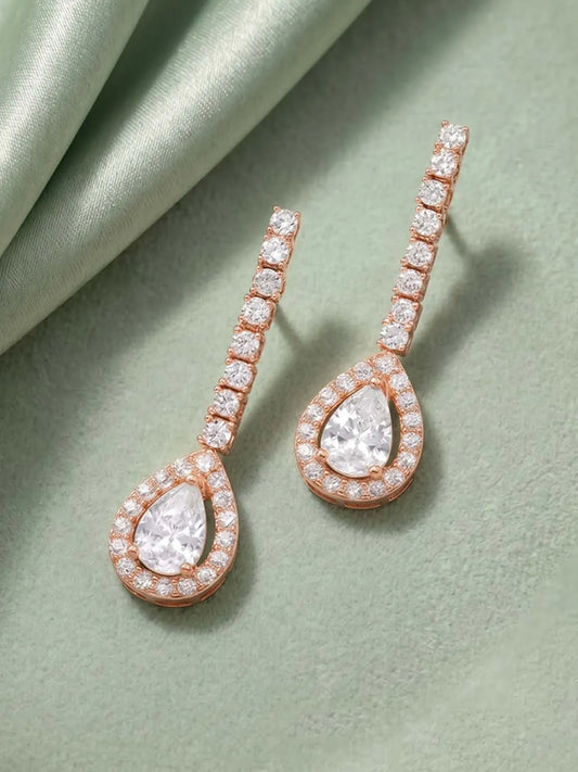 Peora Teardrop Crystal Earrings - Rose Gold