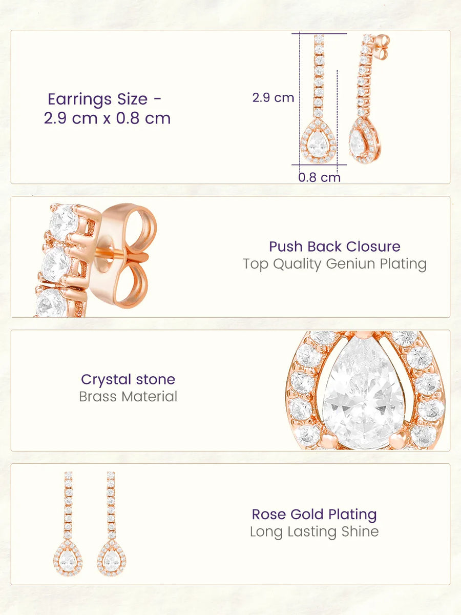 Peora Teardrop Crystal Earrings - Rose Gold