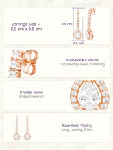 Peora Teardrop Crystal Earrings - Rose Gold