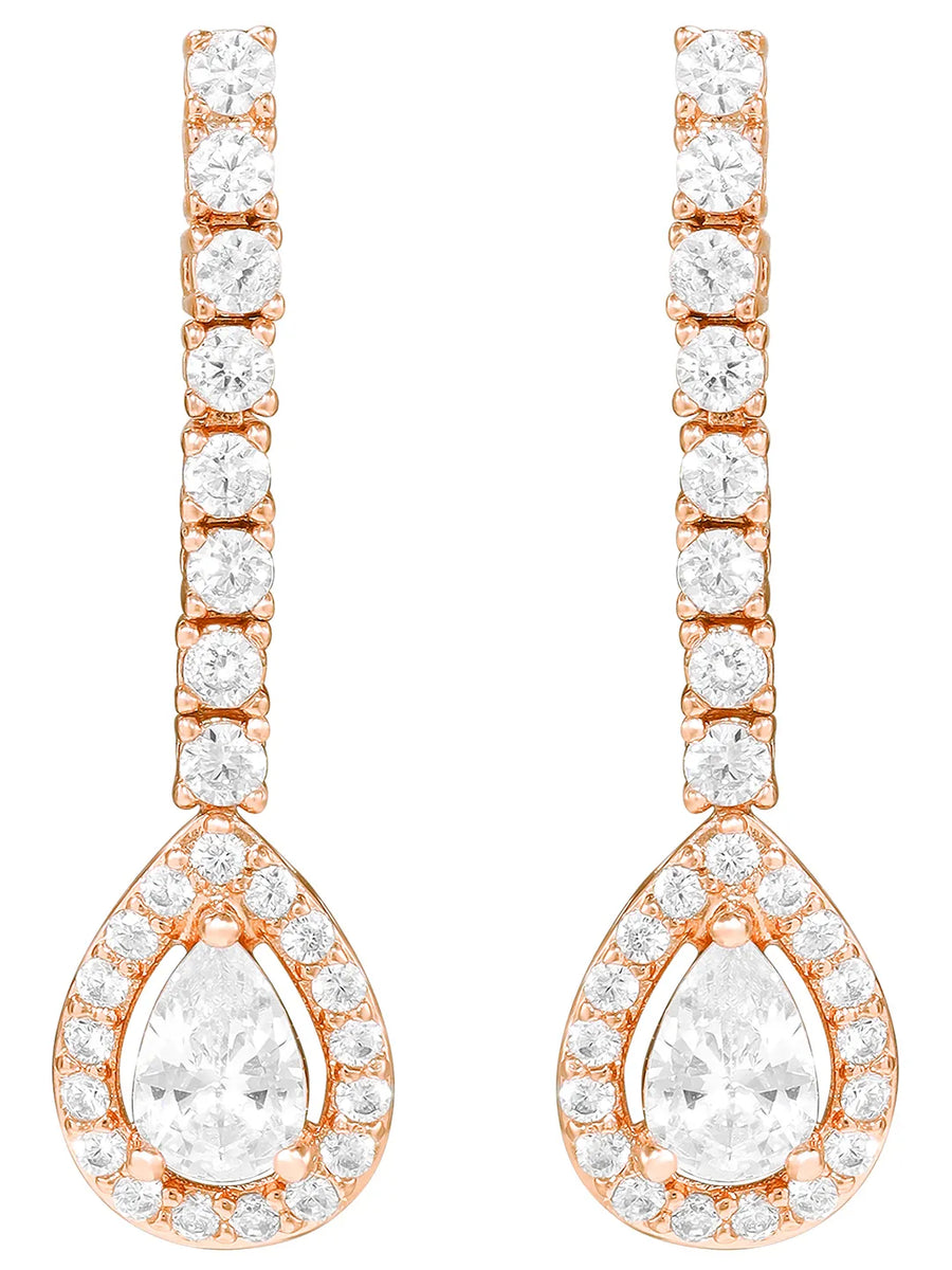 Peora Teardrop Crystal Earrings - Rose Gold