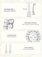Peora Teardrop Crystal Earrings - Silver
