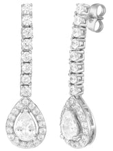Peora Teardrop Crystal Earrings - Silver