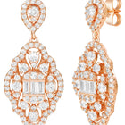Peora Rose Gold Plated Filigree CZ Dangle Earrings