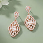 Peora Rose Gold Plated Filigree CZ Dangle Earrings