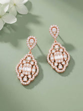 Peora Filigree CZ Dangle Earrings - Rose Gold