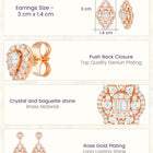 Peora Rose Gold Plated Filigree CZ Dangle Earrings