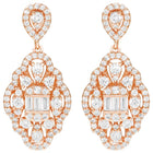 Peora Rose Gold Plated Filigree CZ Dangle Earrings
