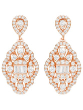 Peora Filigree CZ Dangle Earrings - Rose Gold