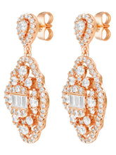 Peora Filigree CZ Dangle Earrings - Rose Gold