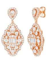 Peora Filigree CZ Dangle Earrings - Rose Gold