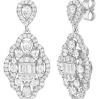 Peora Rhodium Plated Filigree CZ Dangle Earrings
