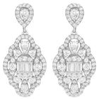 Peora Rhodium Plated Filigree CZ Dangle Earrings