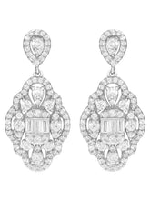 Peora Filigree CZ Dangle Earrings - Silver