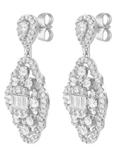Peora Filigree CZ Dangle Earrings - Silver