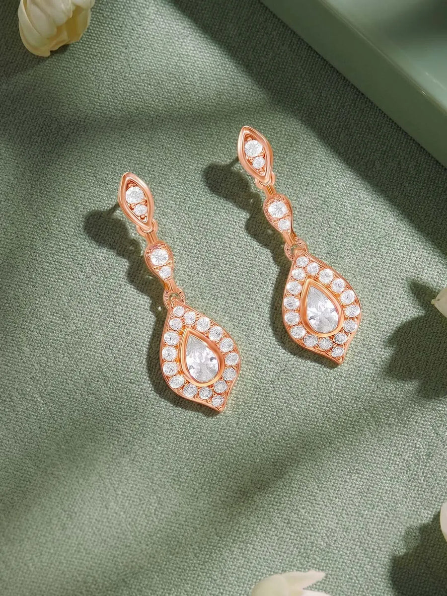 Peora CZ Dangle Earrings - Rose Gold