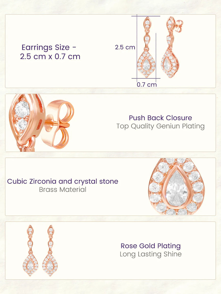 Peora CZ Dangle Earrings - Rose Gold
