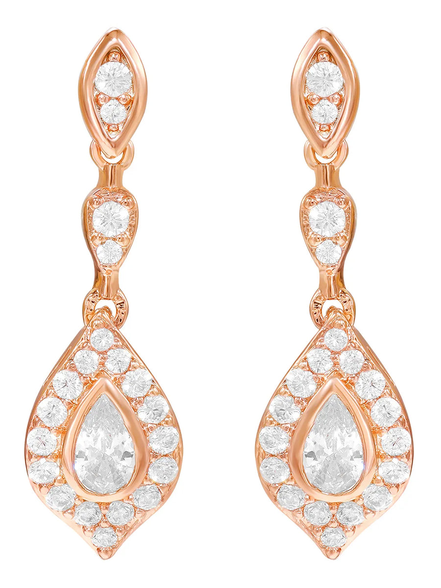 Peora CZ Dangle Earrings - Rose Gold