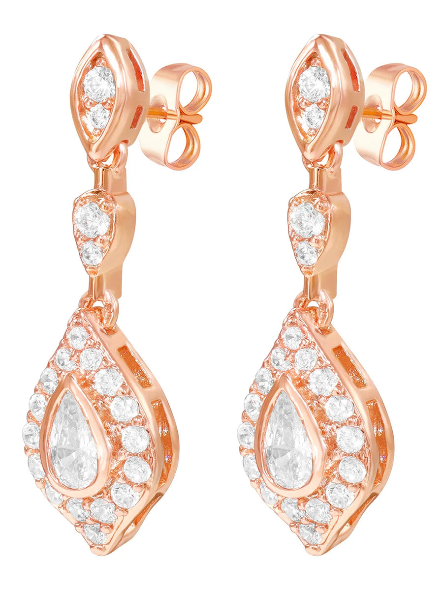 Peora CZ Dangle Earrings - Rose Gold