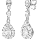 Peora Rhodium Plated CZ Dangle Earrings