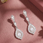 Peora Rhodium Plated CZ Dangle Earrings