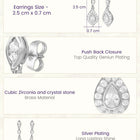 Peora Rhodium Plated CZ Dangle Earrings