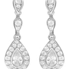 Peora Rhodium Plated CZ Dangle Earrings