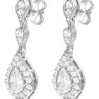 Peora Rhodium Plated CZ Dangle Earrings
