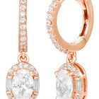Peora Round Crystal Dangle Earrings - Rose Gold