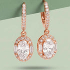 Peora Round Crystal Dangle Earrings - Rose Gold