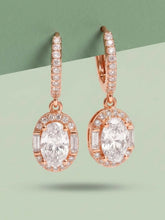 Peora Round Crystal Dangle Earrings - Rose Gold