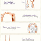 Peora Round Crystal Dangle Earrings - Rose Gold