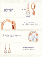 Peora Round Crystal Dangle Earrings - Rose Gold