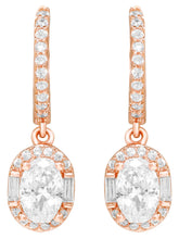 Peora Round Crystal Dangle Earrings - Rose Gold