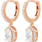 Peora Round Crystal Dangle Earrings - Rose Gold