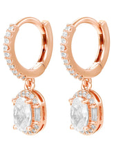 Peora Round Crystal Dangle Earrings - Rose Gold