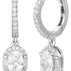Peora Round Crystal Dangle Earrings - Silver