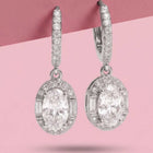 Peora Round Crystal Dangle Earrings - Silver