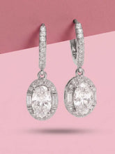 Peora Round Crystal Dangle Earrings - Silver