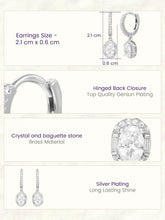 Peora Round Crystal Dangle Earrings - Silver