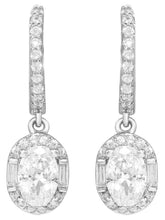 Peora Round Crystal Dangle Earrings - Silver