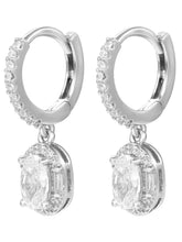 Peora Round Crystal Dangle Earrings - Silver