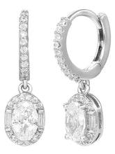 Peora Round Crystal Dangle Earrings - Silver
