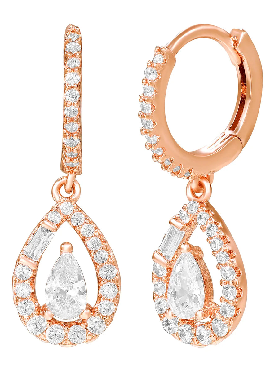 Peora Teardrop CZ Earrings - Rose Gold