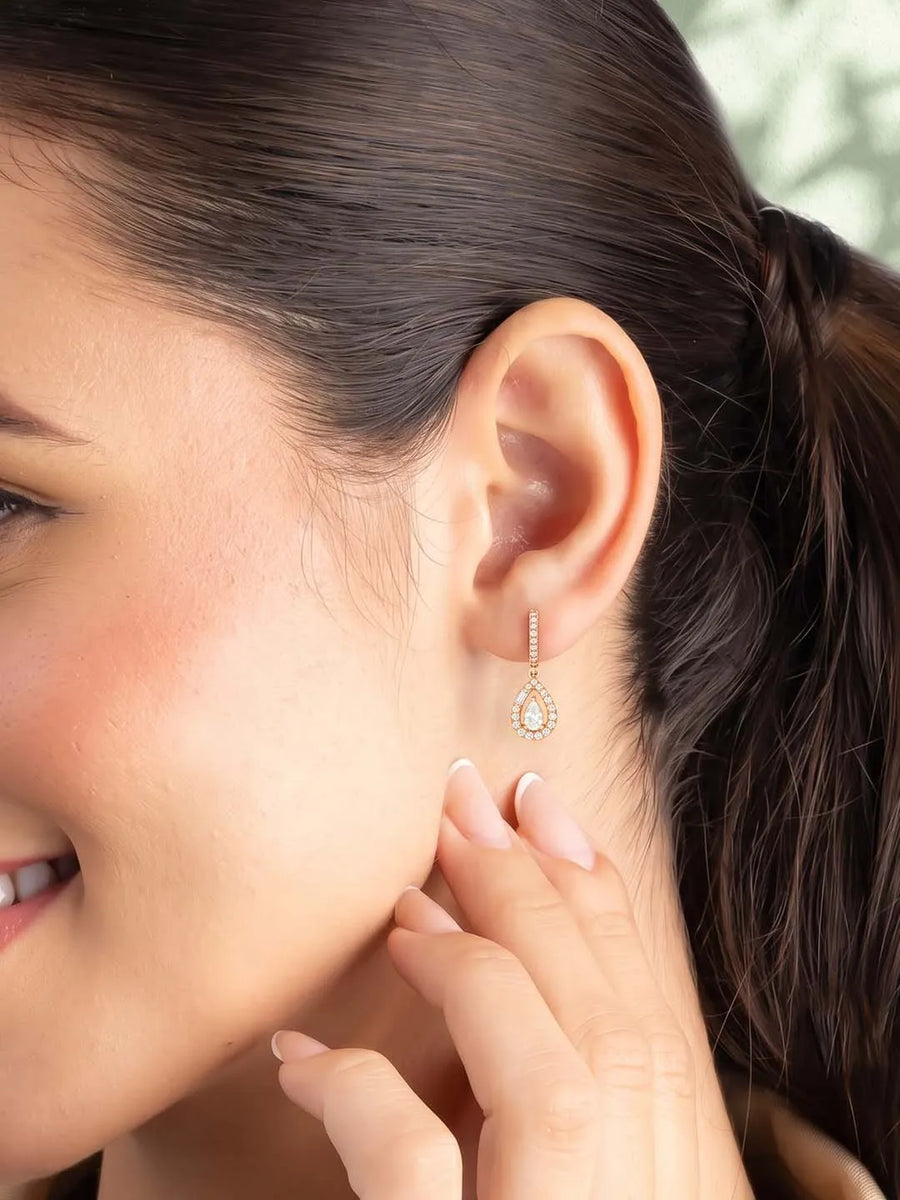 Peora Teardrop CZ Earrings - Rose Gold