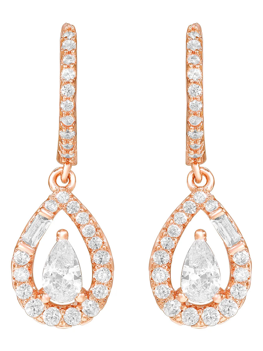 Peora Teardrop CZ Earrings - Rose Gold